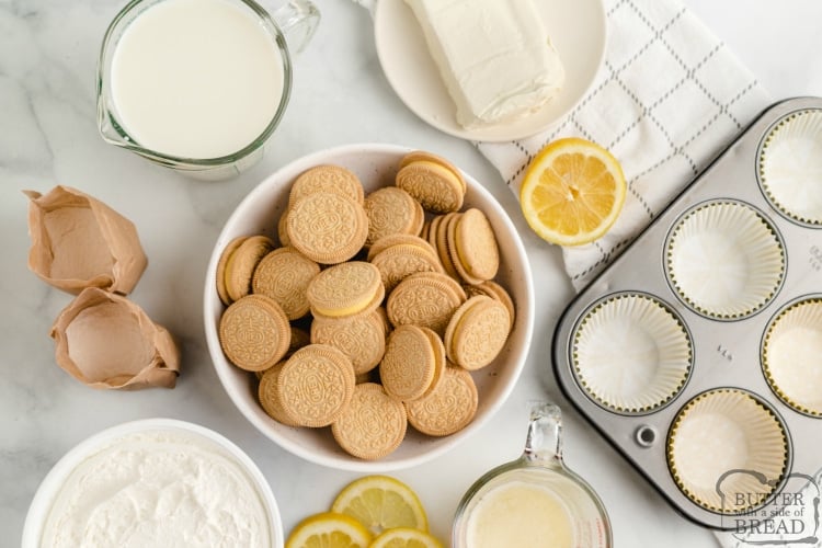 Ingredients in mini no bake cheesecakes