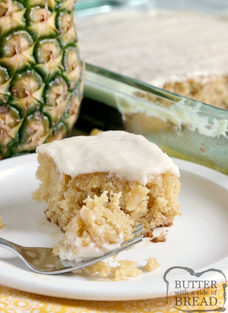 Simple cake recipe with pineapple and cream cheese frosting
