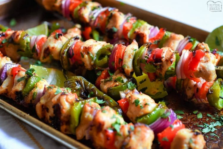 FAJITA CHICKEN KABOBS - Butter with a Side of Bread