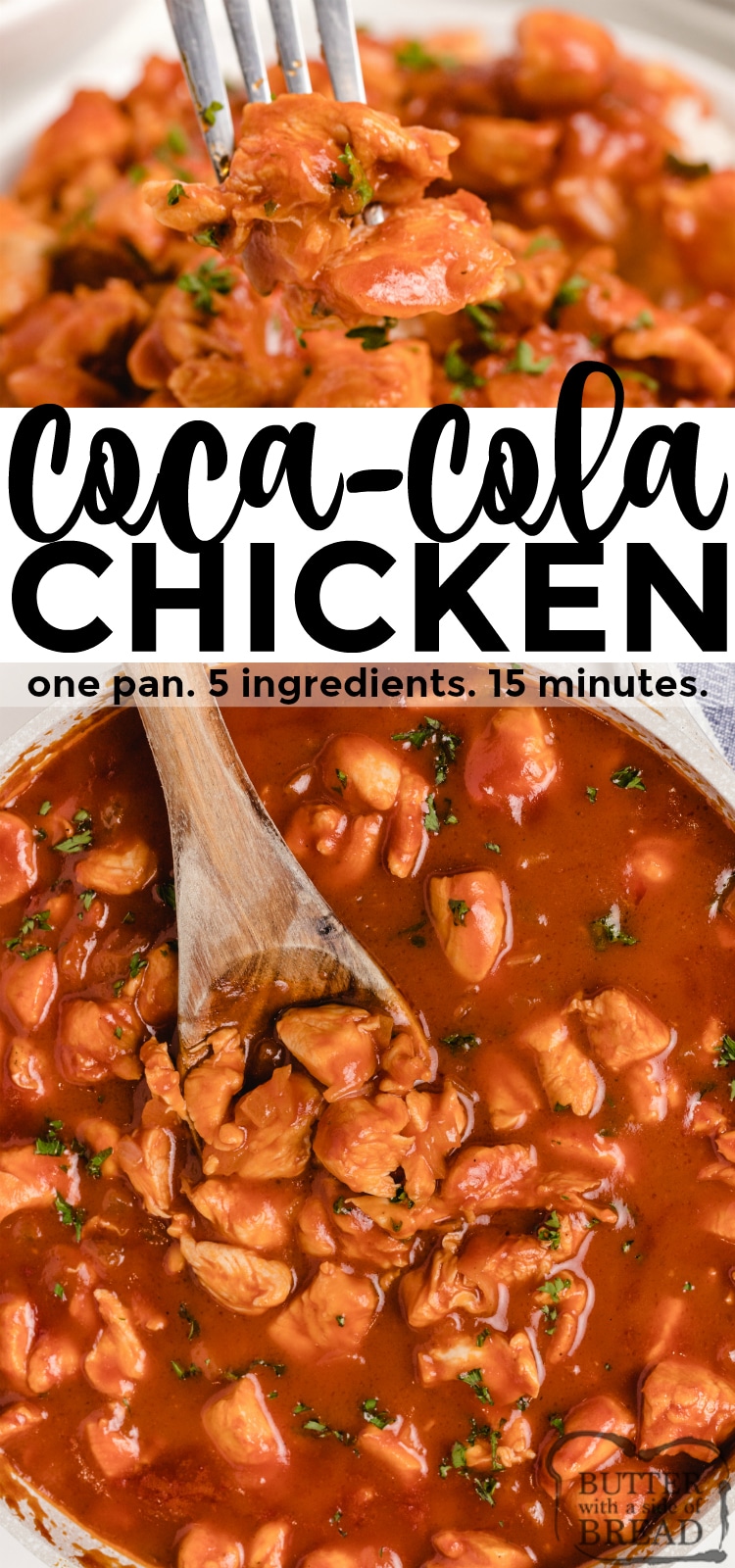 Coca-Cola Chicken is made with only 5 ingredients for a delicious dinner that the whole family will love. Easy chicken recipe full of flavor and comes together in minutes!