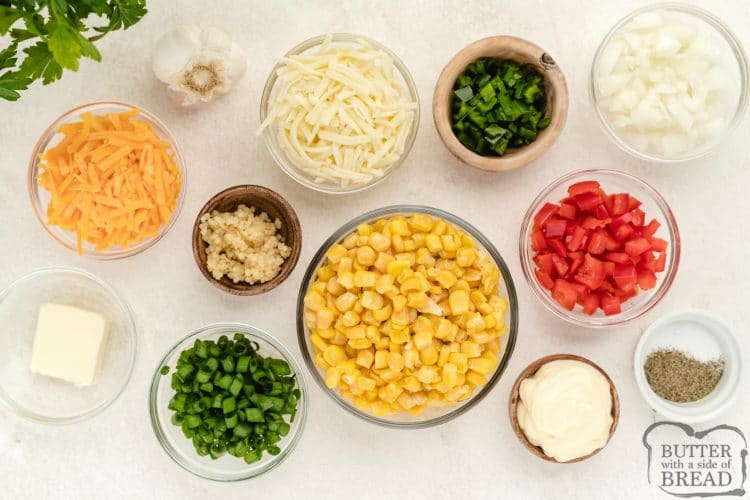 Ingredients in hot corn dip recipe