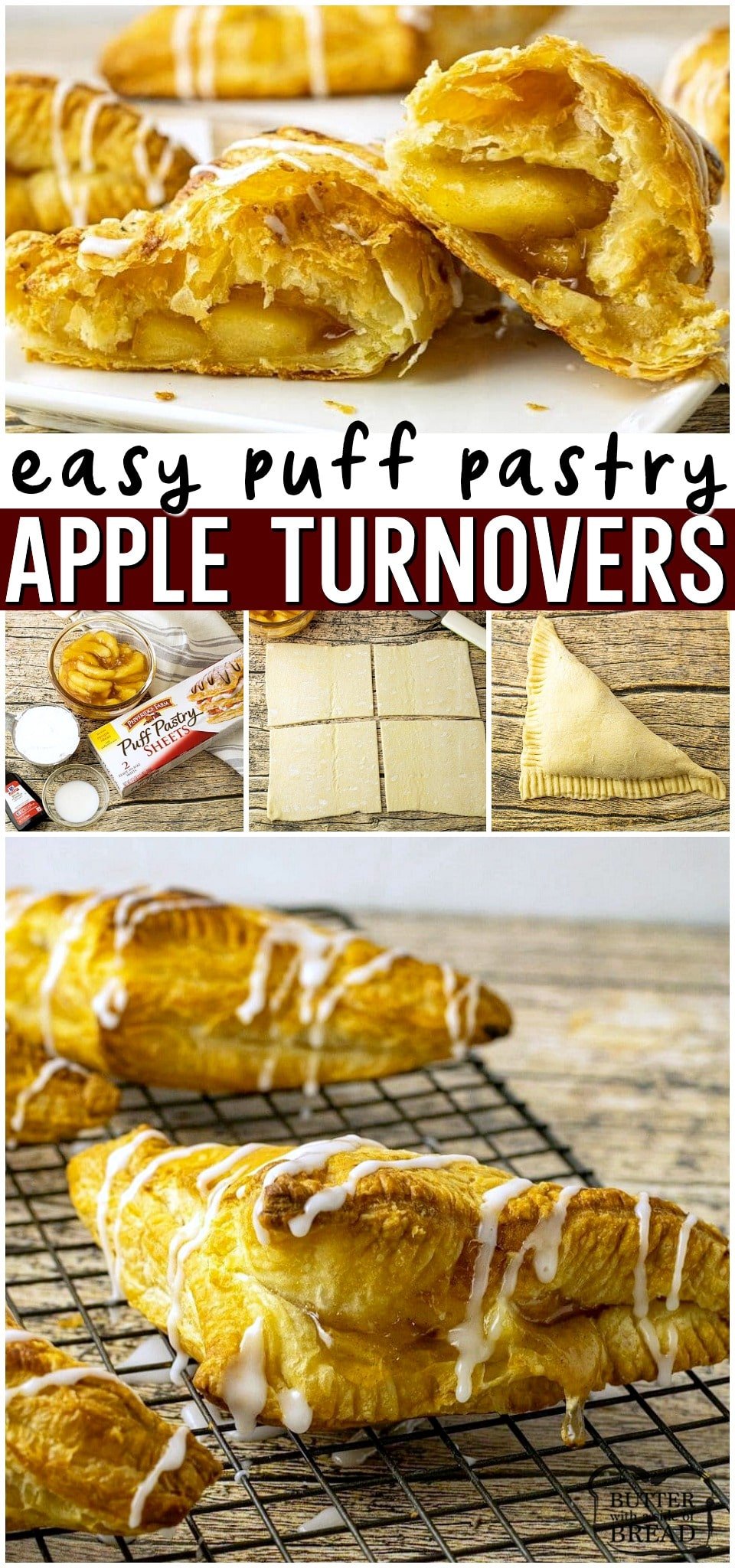 Easy Apple Turnovers made with puff pastry & apple pie filling for a simple, delicious apple dessert. Puff Pastry Apple Turnover Recipe is made in minutes & topped with a delicious almond glaze.