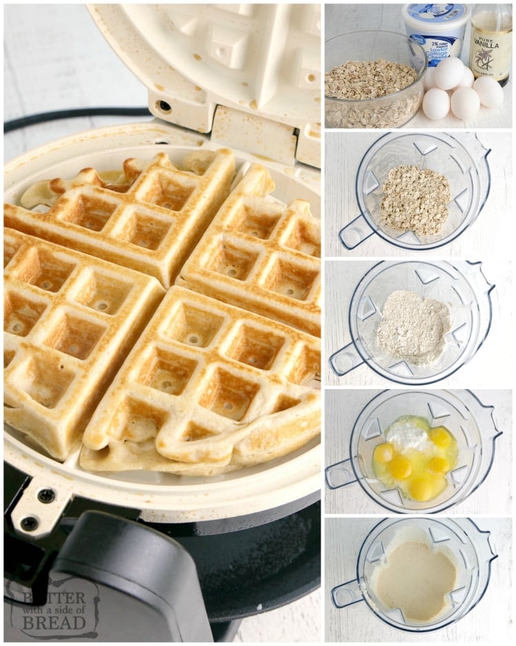 Step by step instructions on how to make high protein waffles