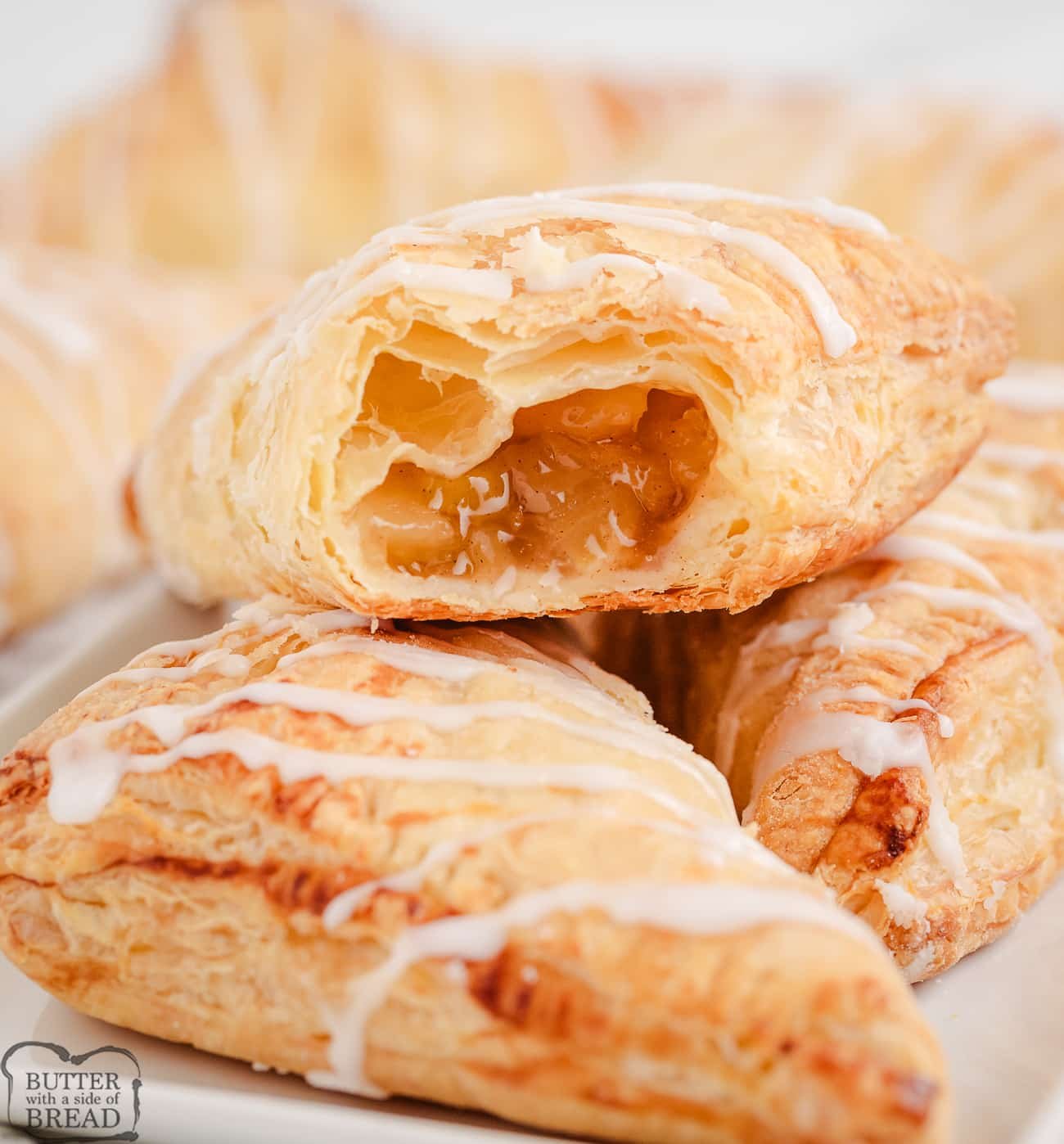 puff pastry apple turnovers with a bite taken out