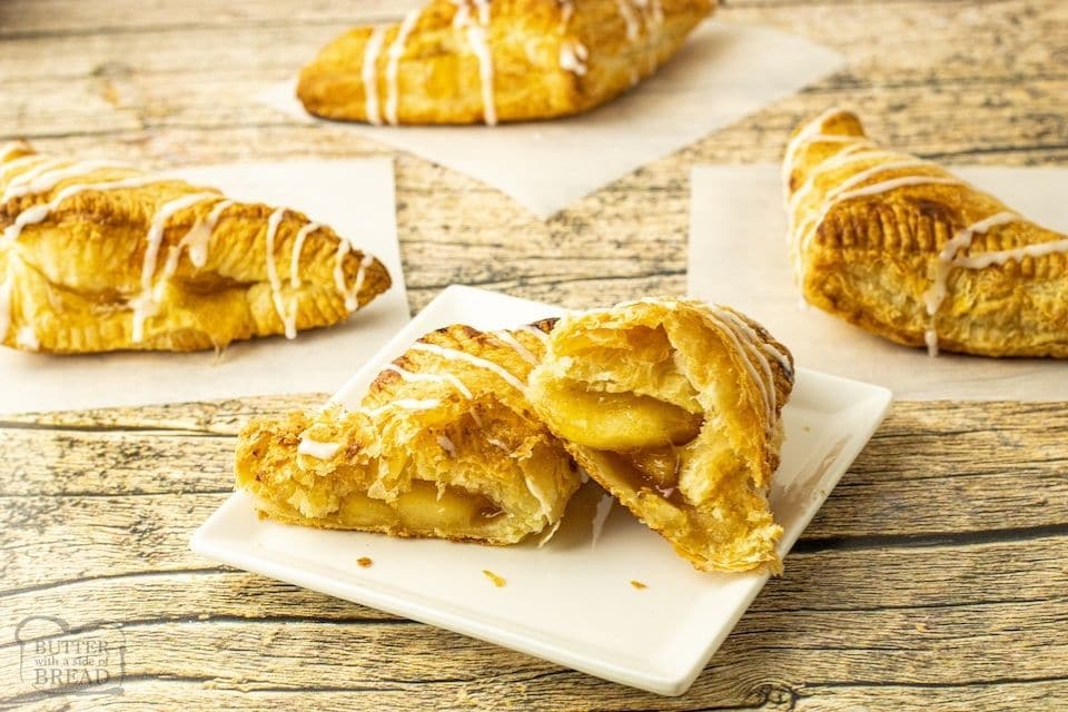 turnovers with apple and icing