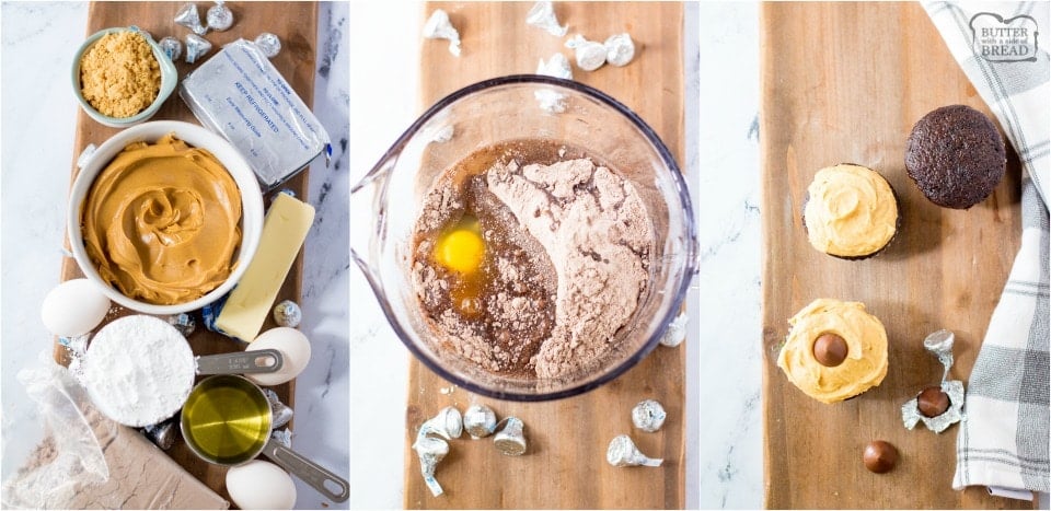 how to make Peanut Butter Blossom Cupcakes recipe