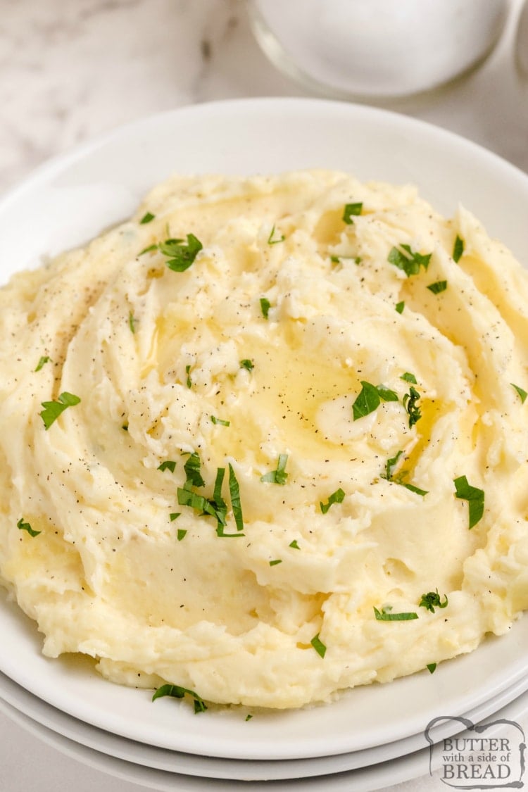 Best mashed potatoes made with sour cream, cream cheese and butter