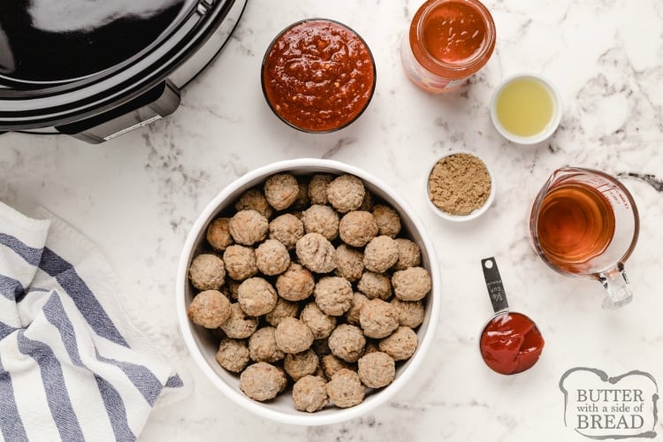 Ingredients in slow cooker meatball recipe