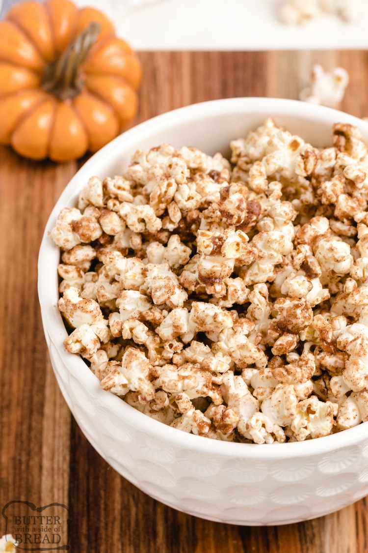 Popcorn with gooey spiced pumpkin topping