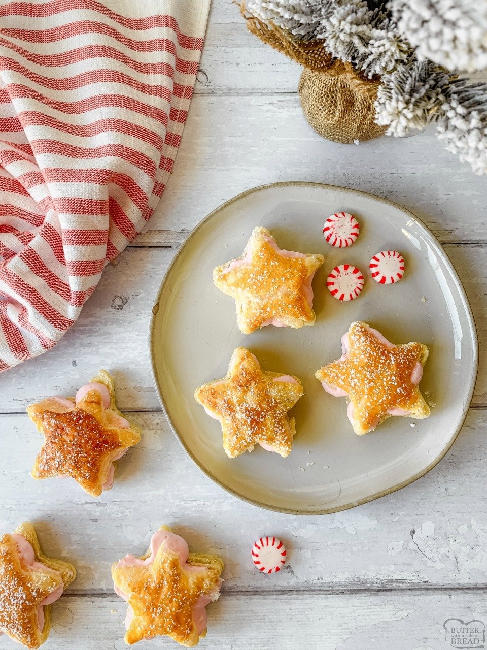 Christmas Star Peppermint Cream Puffs easy recipe