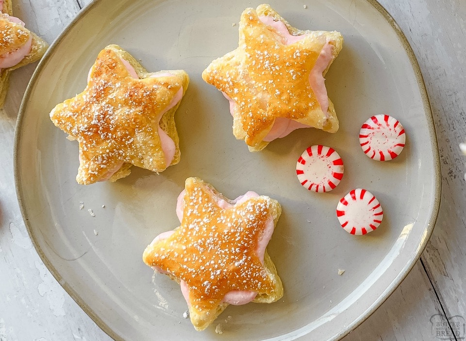 Christmas Star Peppermint Cream Puffs easy recipe