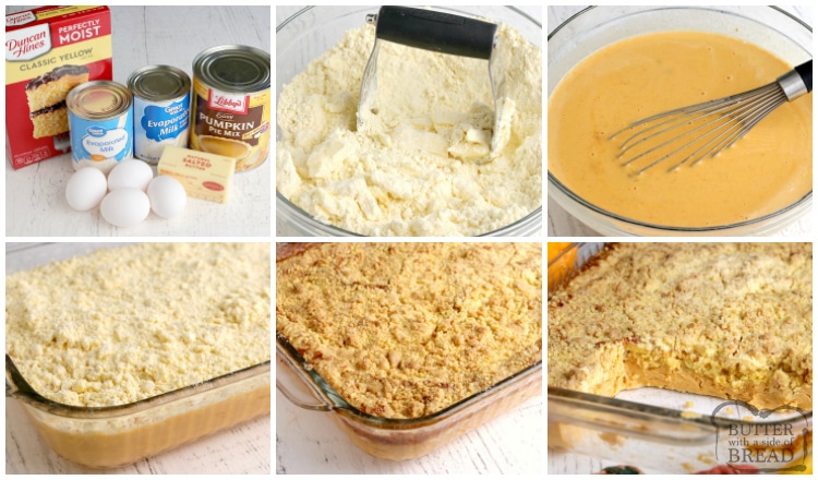 Step by step instructions on how to make pumpkin dump cake recipe