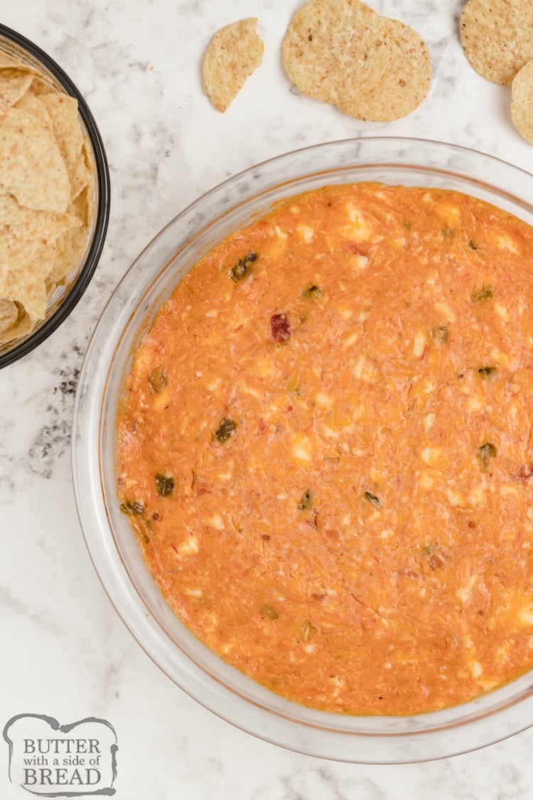 Salsa dip made with cream cheese and cheddar cheese