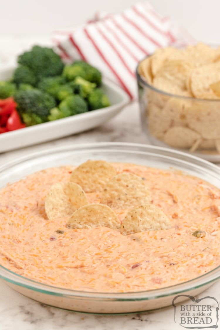 Chip dip made with cream cheese and salsa