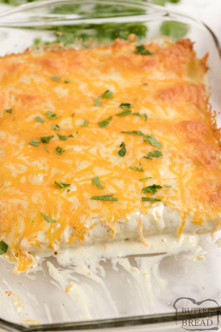 Chicken enchiladas with ranch dressing and bacon