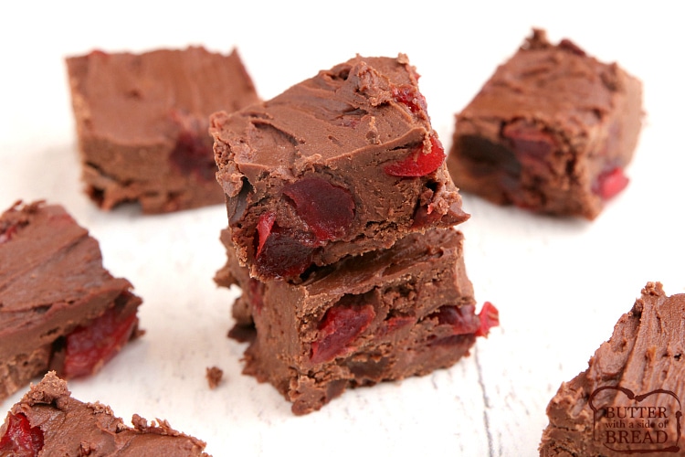 Easy fudge recipe made with cherries and chocolate chips