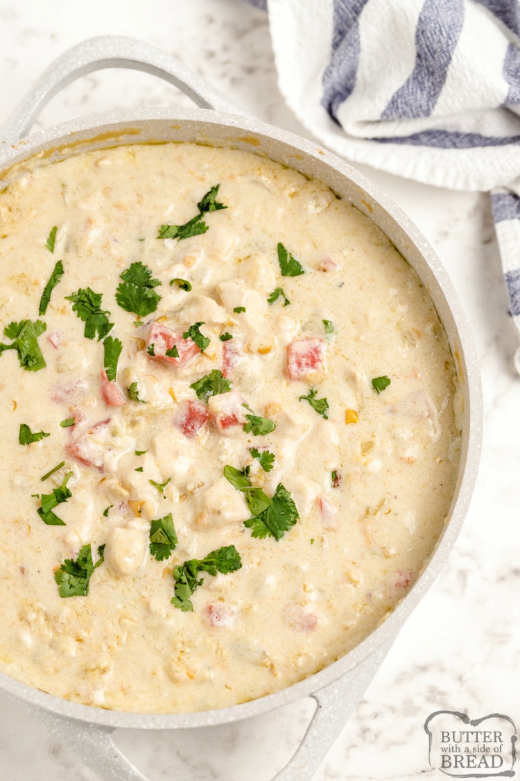 Creamy chicken corn chowder recipe with a Mexican flair