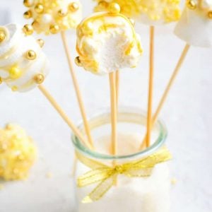 white chocolate marshmallow pops for New Years