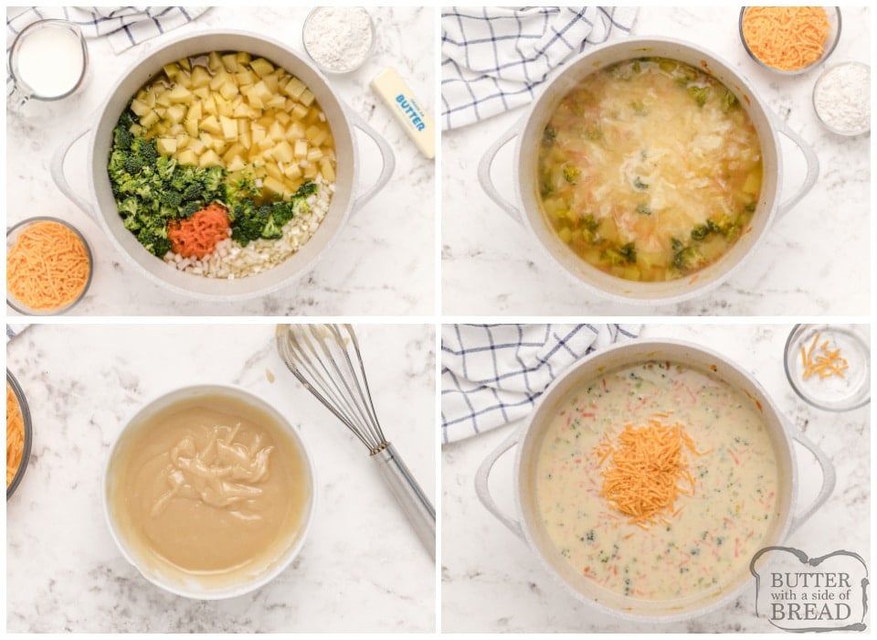 How to make cheesy broccoli potato soup