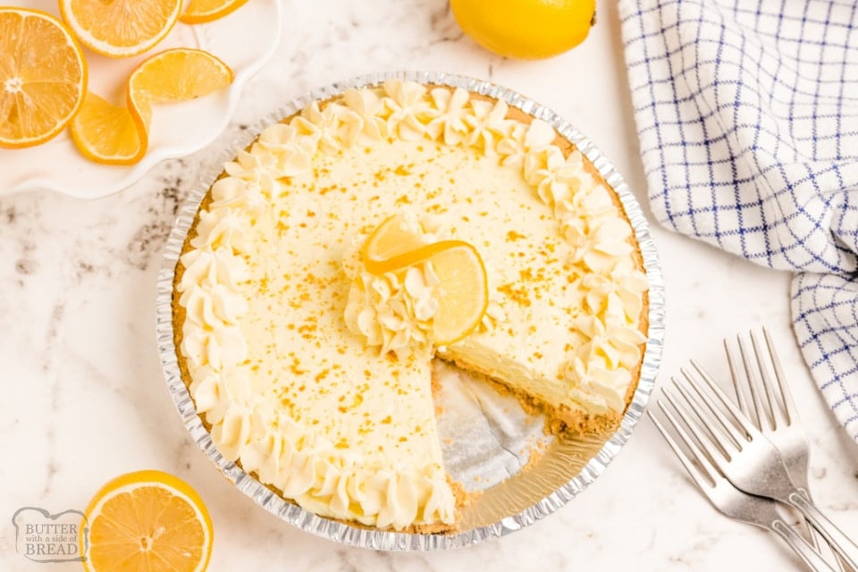 Simple, no-bake Lemon Chiffon Pie has a bright, fresh flavor and a light and creamy texture; plus it only takes 5 minutes to make & is ready to serve in 30!