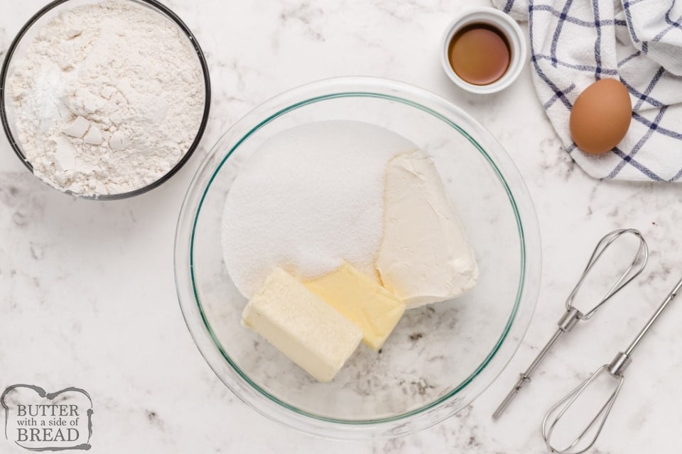 Ingredients in cream cheese sugar cookie recipe