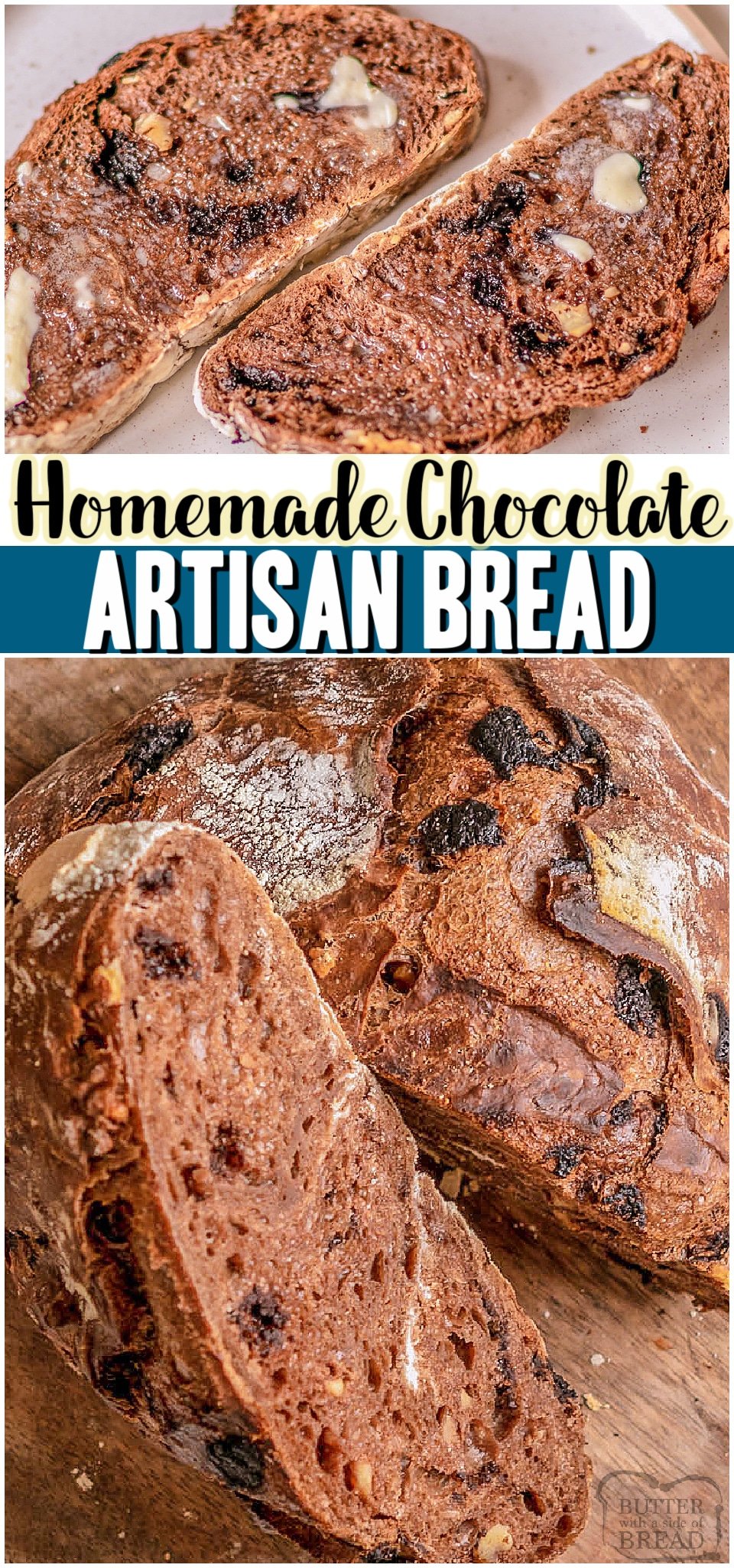 No-Knead Chocolate Artisan Bread is an easy to make crusty bread recipe that packs chocolate flavor into every chewy bite. With cocoa powder and chopped dark chocolate, this easy artisan bread is a delicious treat!