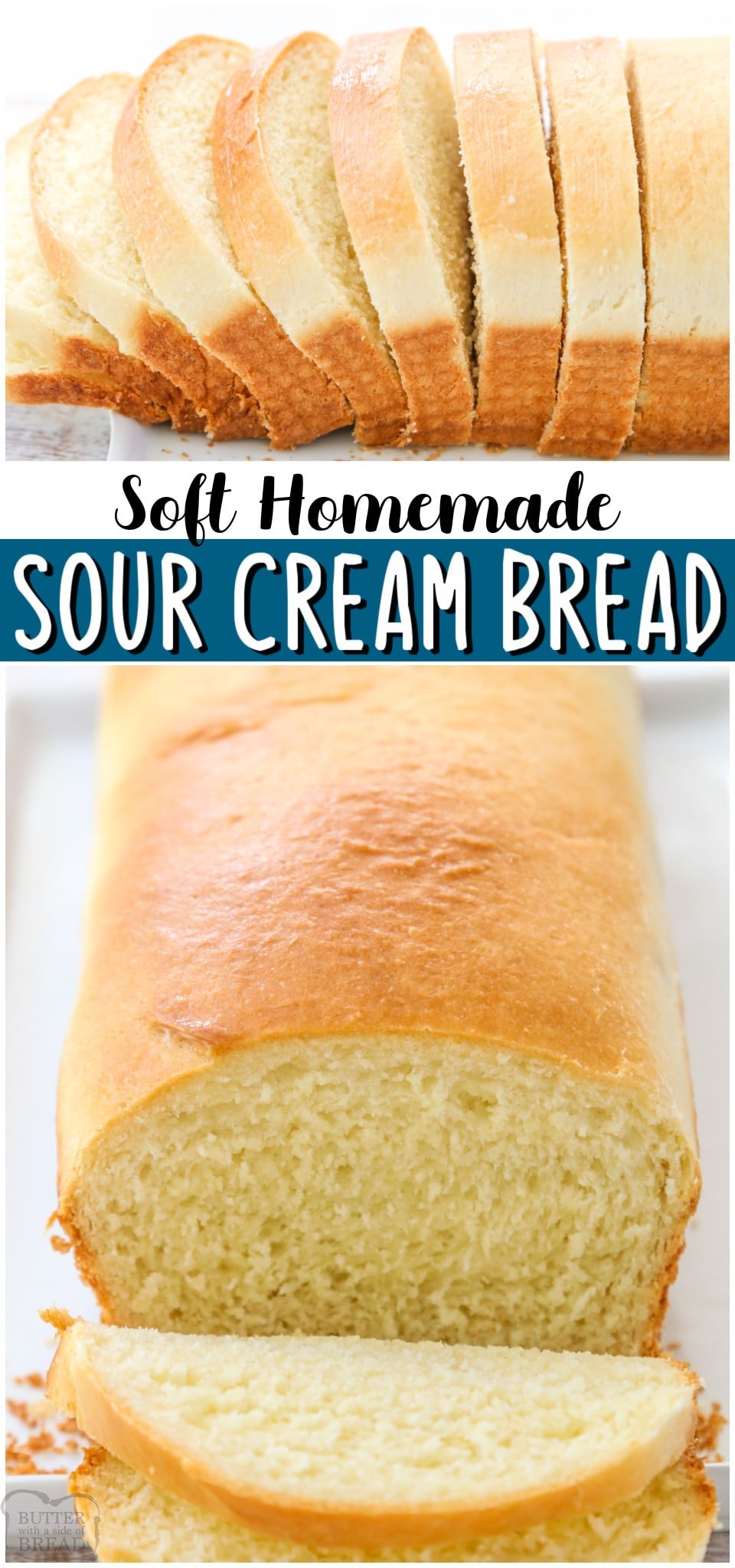 Sour Cream Bread made with flour, yeast, oil and egg, and sour cream of course! Soft, chewy white bread recipe with great flavor and delicious texture, perfect with butter & jam!