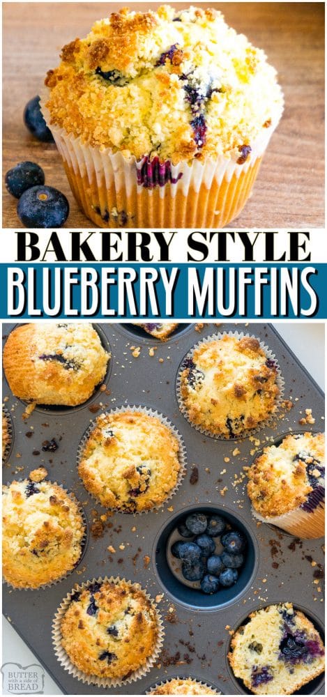 BAKERY STYLE BLUEBERRY MUFFINS - Butter with a Side of Bread