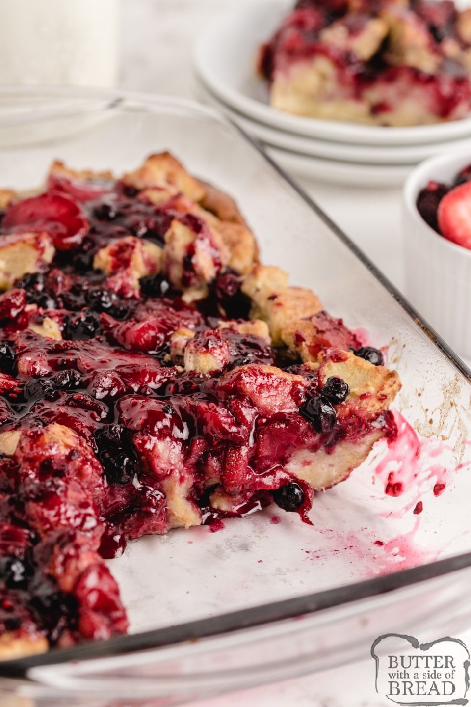 French toast casserole dish with mixed berries