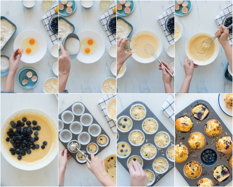 How to make Bakery Style Blueberry Muffins