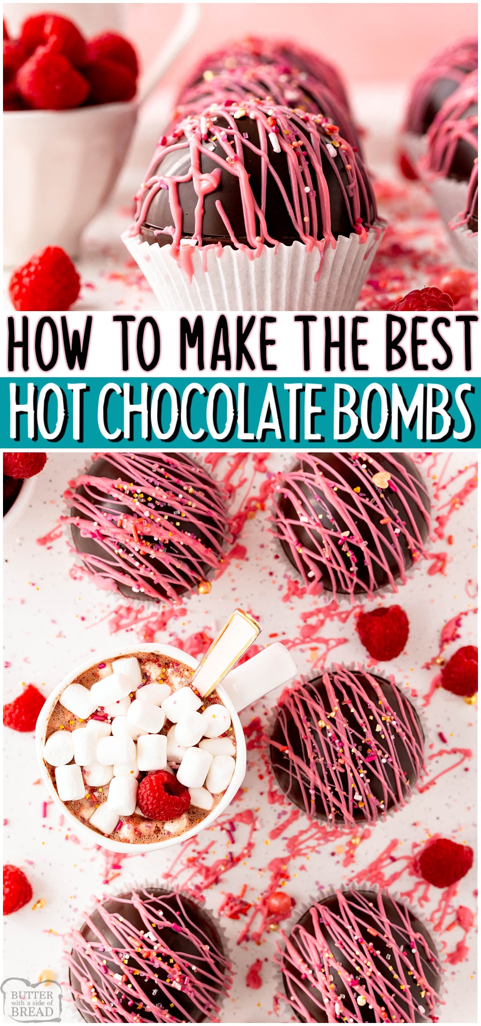 Step-by-step tips for How to Make Hot Chocolate Bombs in this fantastic tutorial for the sweet chocolate treats everyone loves! Gorgeous Raspberry Hot Chocolate Bombs recipe perfect for Mother's Day.
