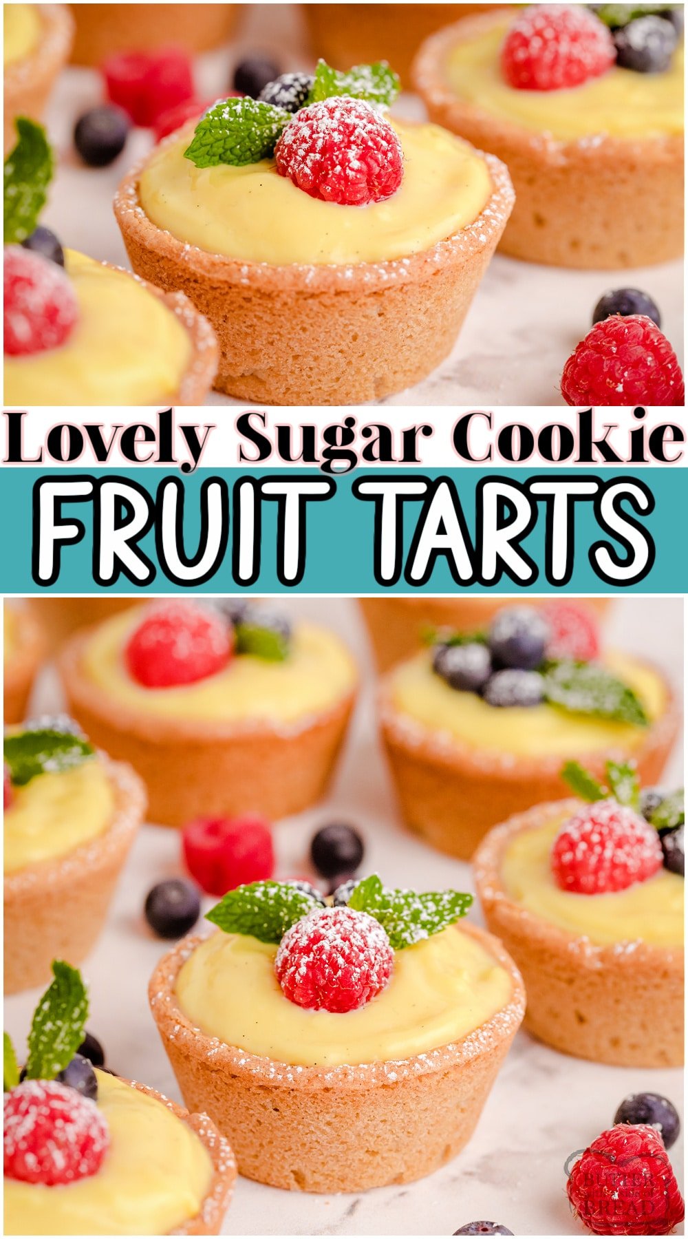Mini summer Fruit Tarts are lovely sugar cookie cups filled with vanilla custard & topped with your favorite fruit! They're a perfect dessert for fresh berries. Sugar Cookie crust mini tarts perfect for Mother's Day or a Baby Shower!
