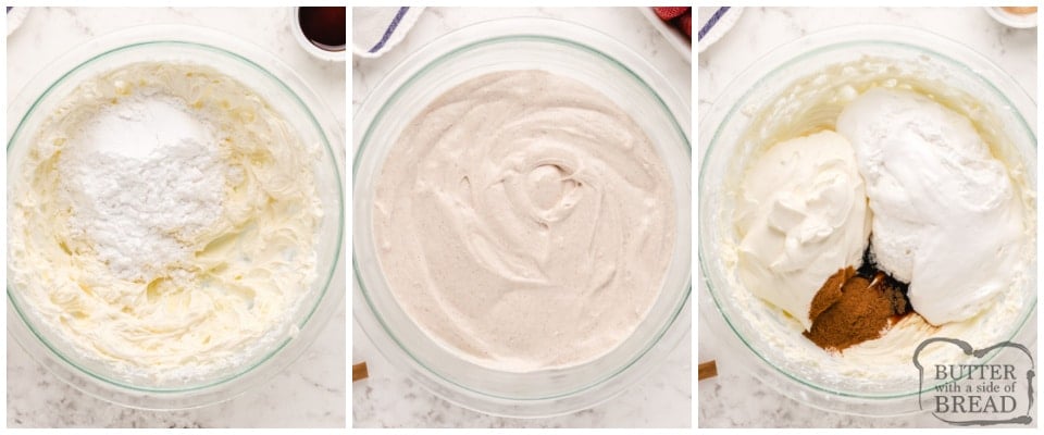 Step by step instructions on how to make cream cheese fruit dip