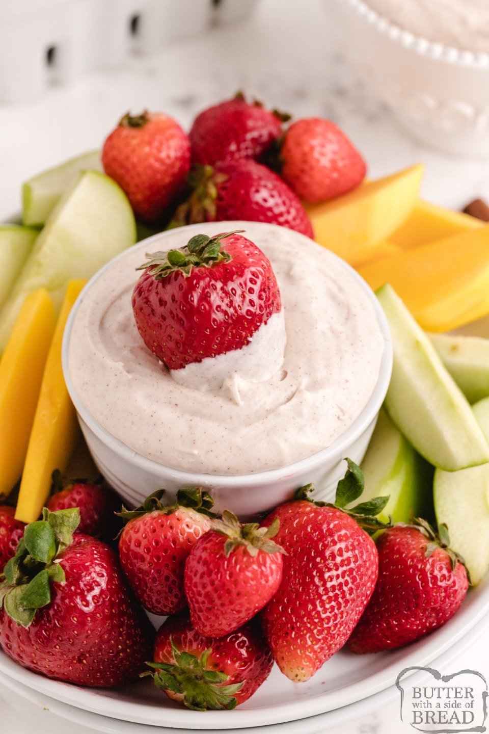 Cream Cheese Fruit Dip made with sweetened cream cheese and lots of flavor that pairs perfectly with fresh fruit. Creamy fruit dip recipe that can be made in less than 5 minutes!