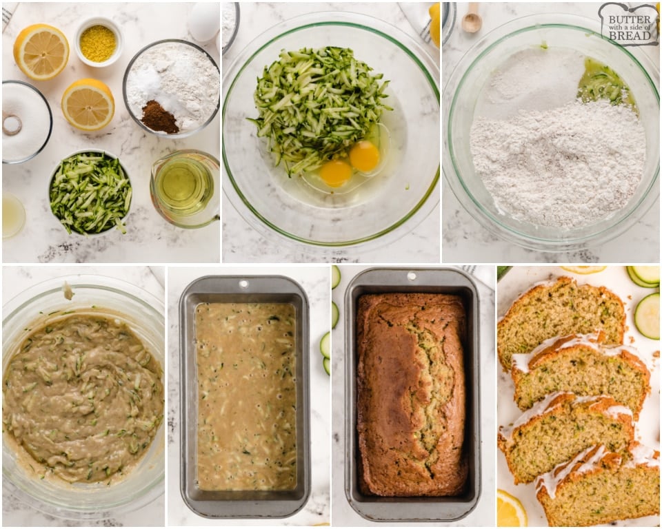step by step photos for how to make lemon zucchini bread