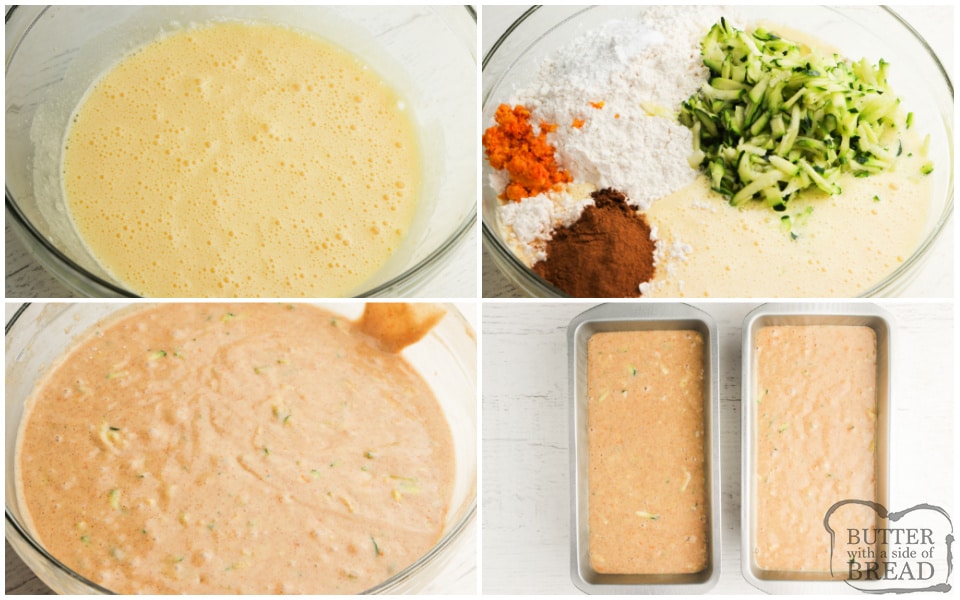 Step by step instructions on how to make Orange Zucchini Bread