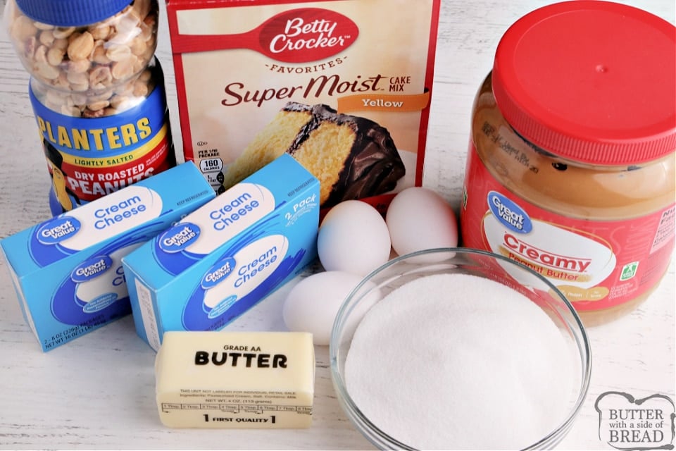 Ingredients in peanut butter cheesecake bars