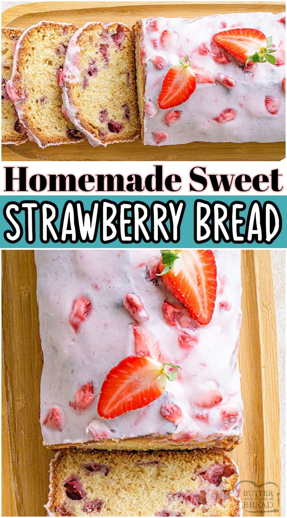 Strawberry Bread with Glaze is a delicious sweet bread recipe made with fresh strawberries. We love the classic ingredients and easy method for making this strawberry quick bread!
