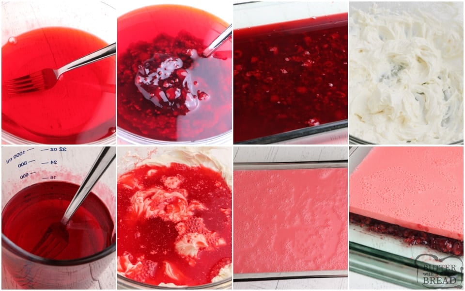 Step by step instructions on how to make raspberry cheesecake jello