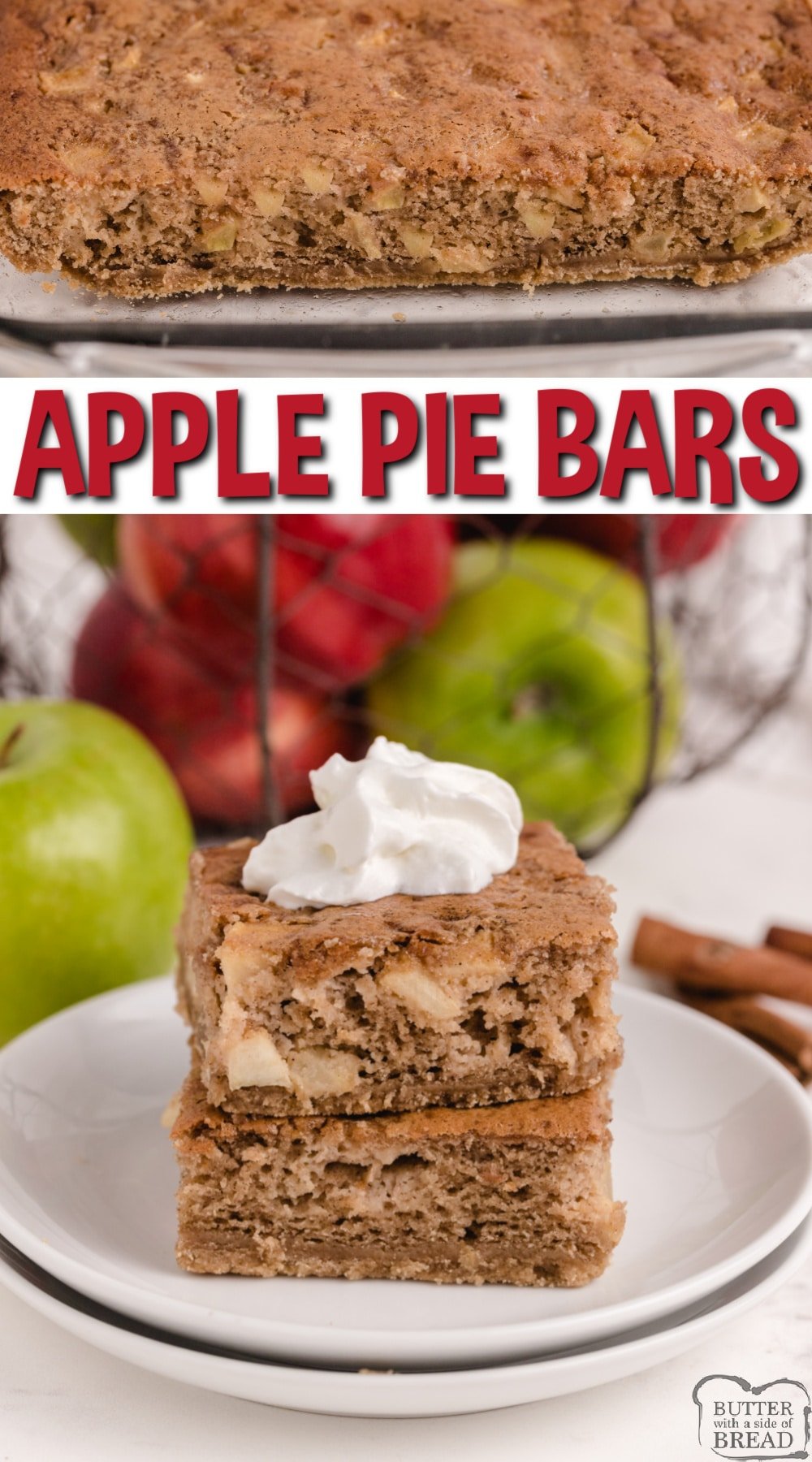Sour Cream Apple Pie Bars are almost like a pie, almost like a cookie, but absolutely delicious! Made with fresh apples, sour cream and a few other basic ingredients, this just might be your new favorite apple dessert!