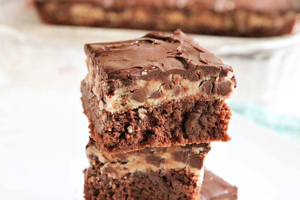 Brownies with cookie dough layer on top
