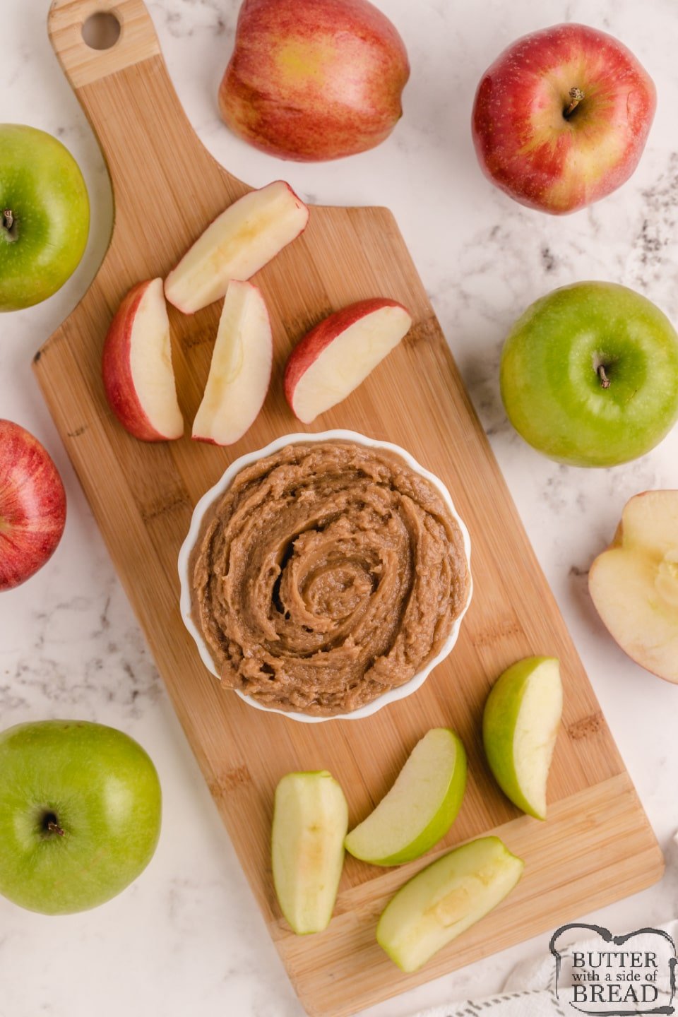 Apple dip made with peanut butter and cream cheese