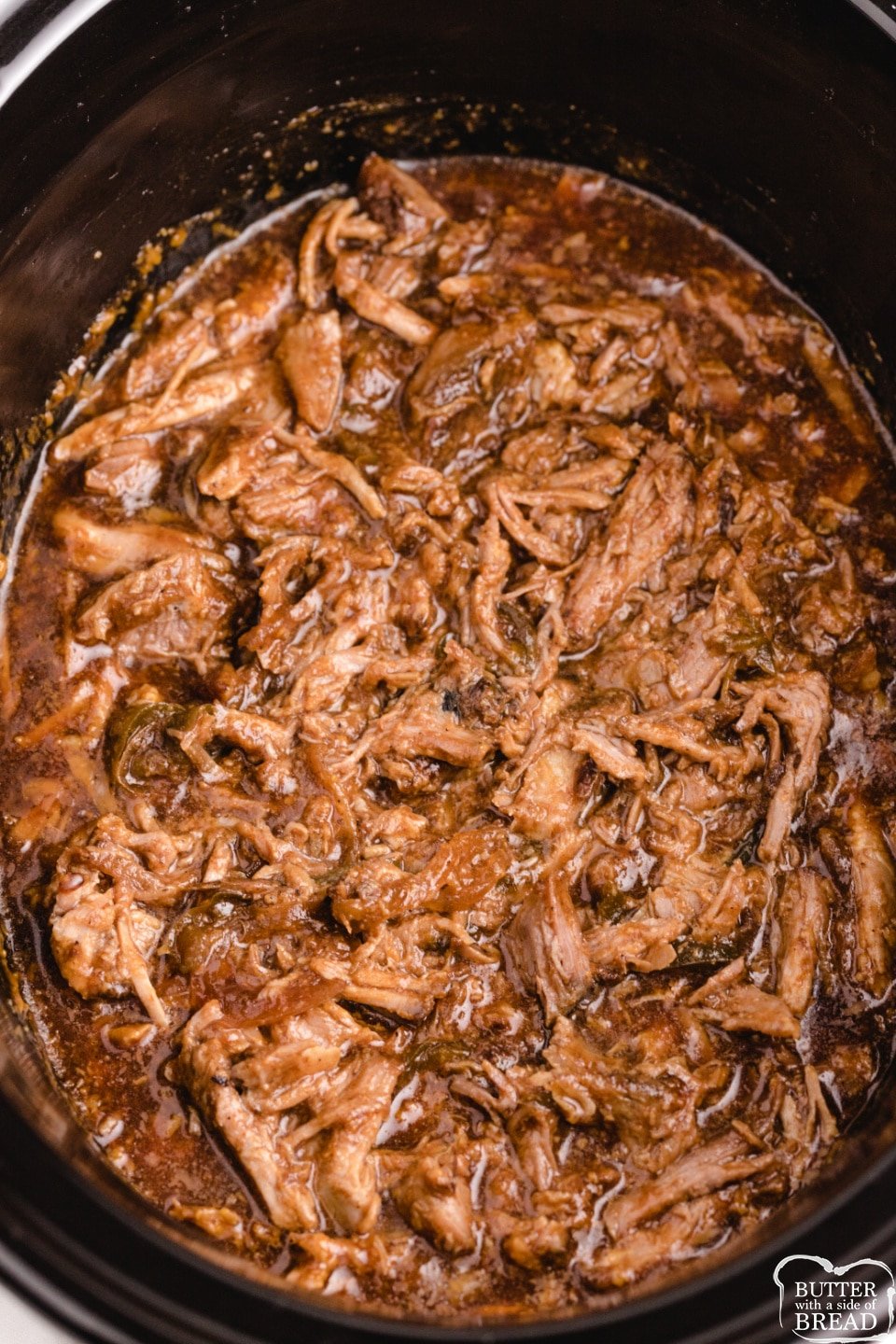 BBQ Pulled Pork recipe made in the crockpot
