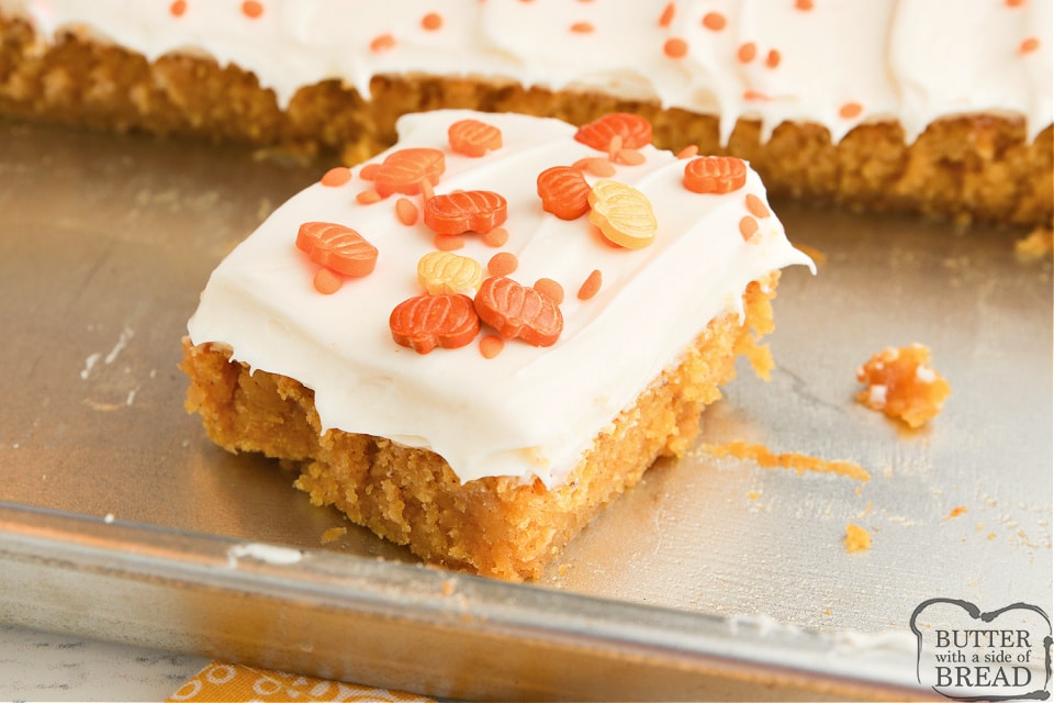 Pumpkin Brownies with cream cheese frosting