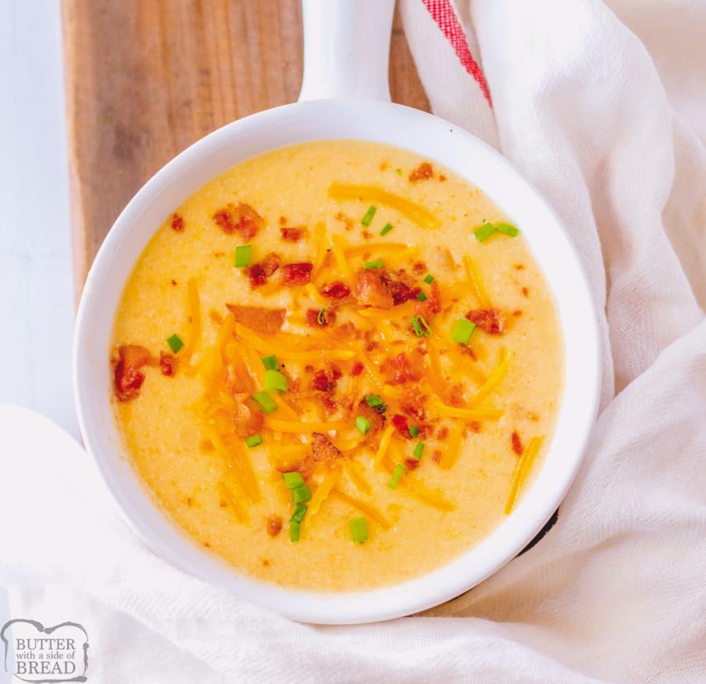 THREE CHEESE SOUP - Butter with a Side of Bread