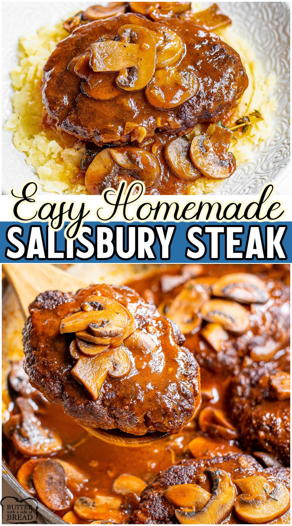 This delicious old-fashioned Salisbury steak recipe is made from scratch and tastes incredible! Classic ingredients for this comforting salisbury steak dinner that everyone craves.