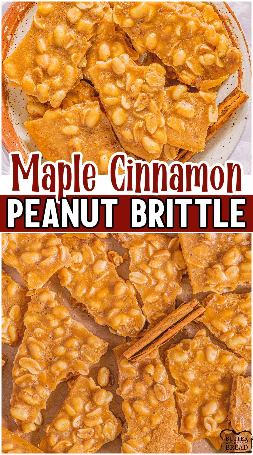 You can have homemade maple cinnamon peanut brittle in just 30 minutes with this recipe that uses maple syrup instead of corn syrup! Classic candy with lovely maple cinnamon flavors, perfect for holiday teats & gift giving.