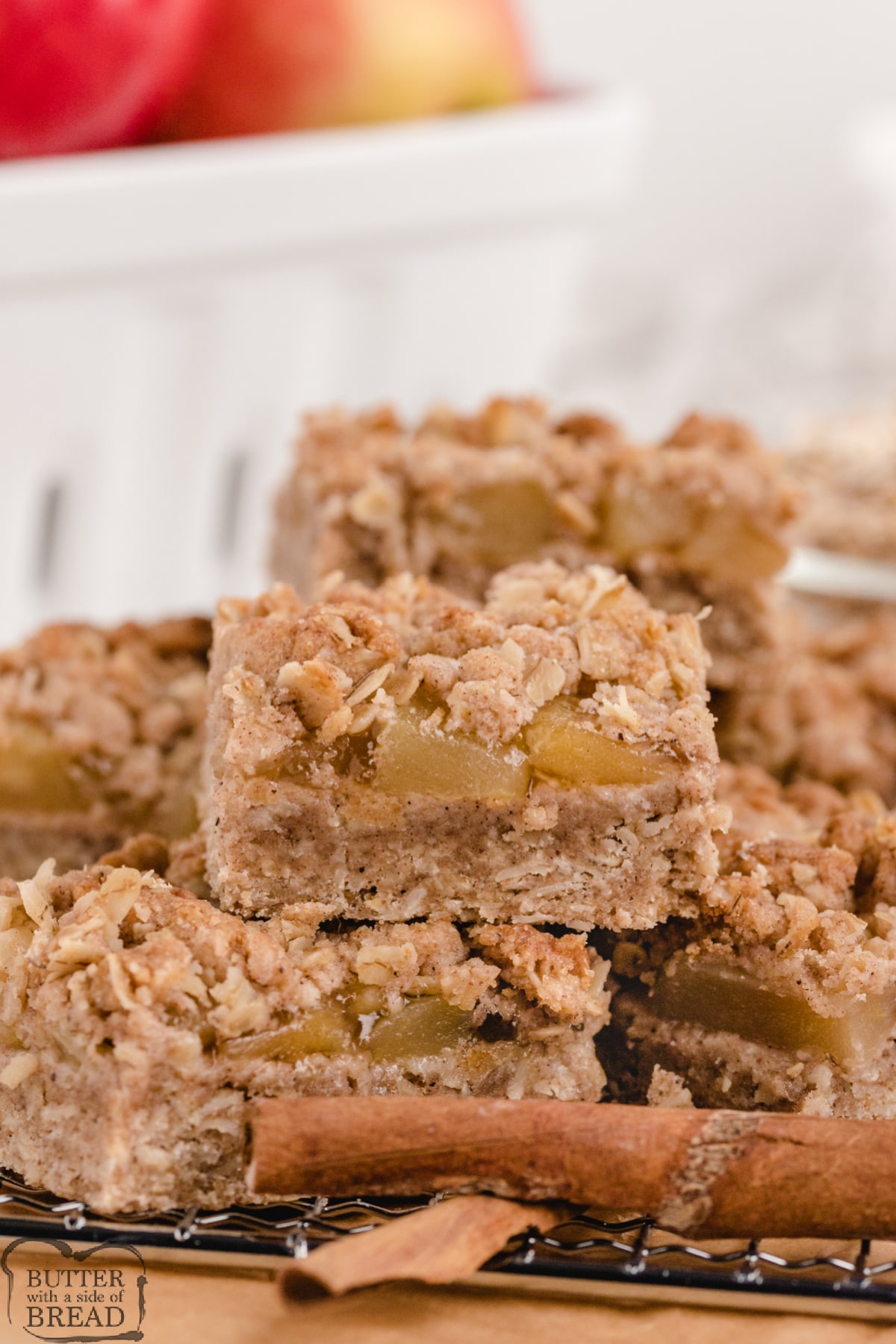 Apple pie bars made with cake mix and apple pie filling