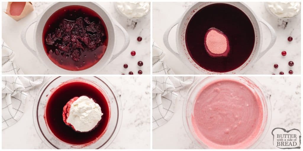 Step by step instructions on how to make creamy cranberry mousse