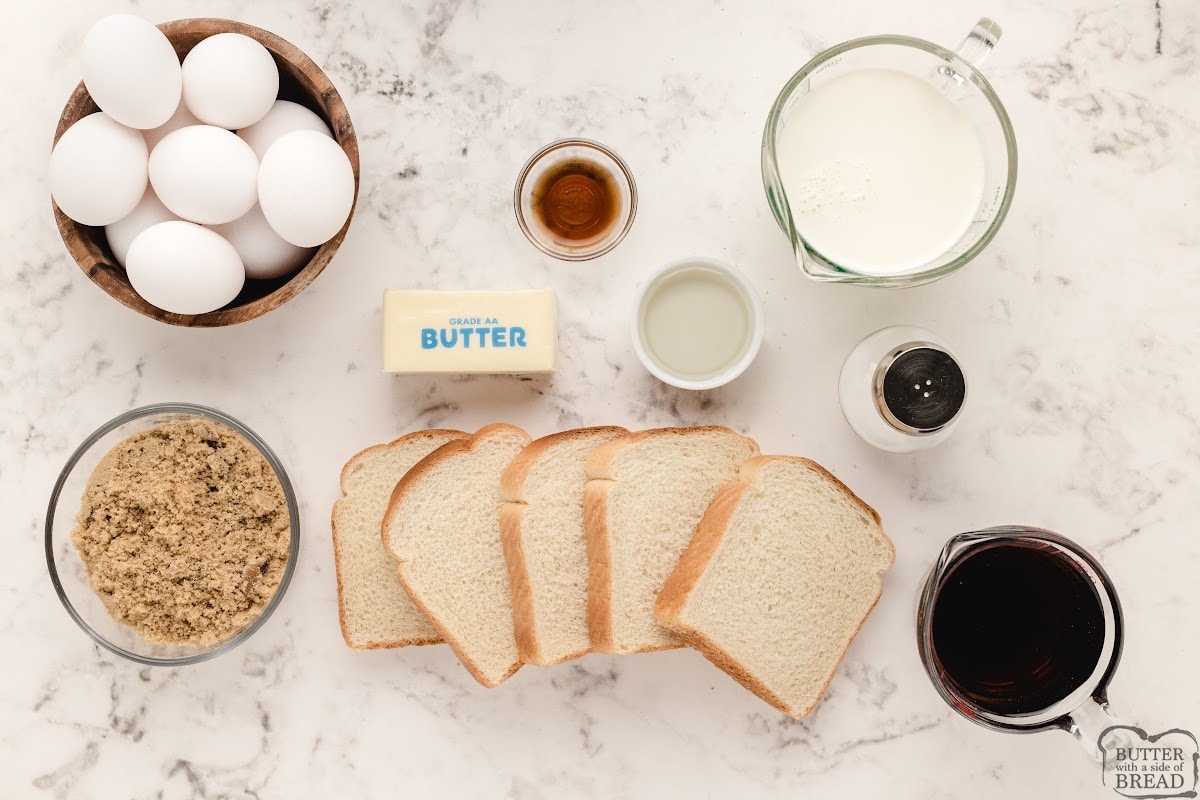 Ingredients in Creme Brulee French Toast.